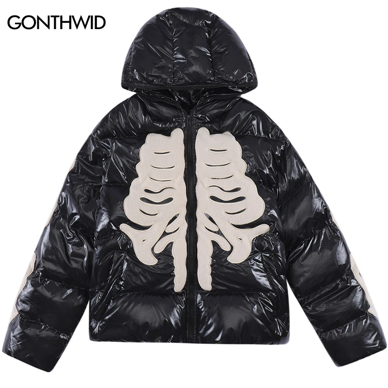 Winter Hooded Parkas Jackets Y2K Grunge Streetwear Hip Hop Embroidery