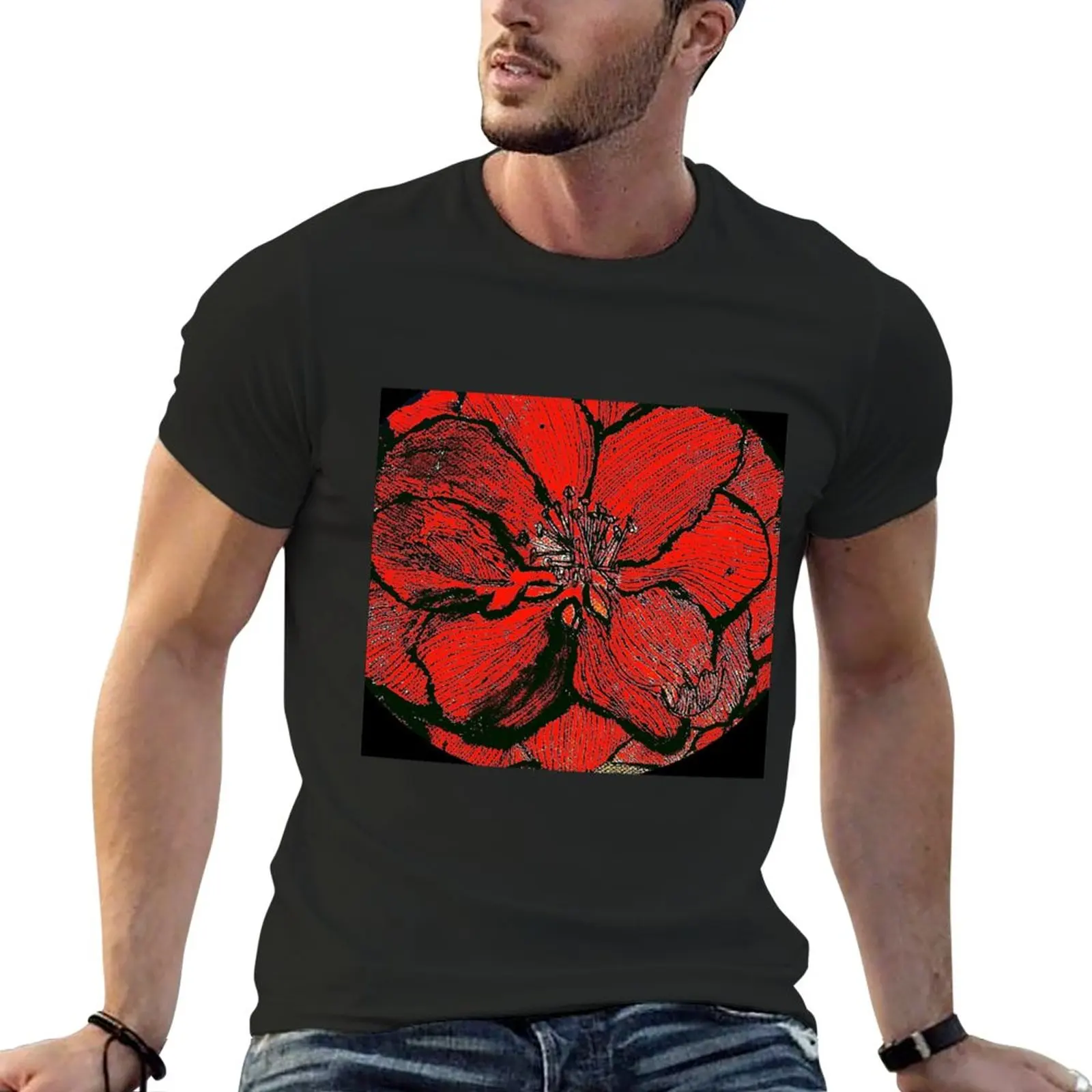 

Hand Painted Flower T-Shirt sublime korean fashion Aesthetic clothing mens tall t shirts