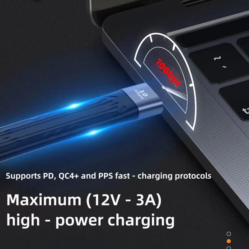 Ultra-Short Portable Type-C to USB-A Fast Charging Cable, 10Gbps High-Speed Data Transfer, 13cm