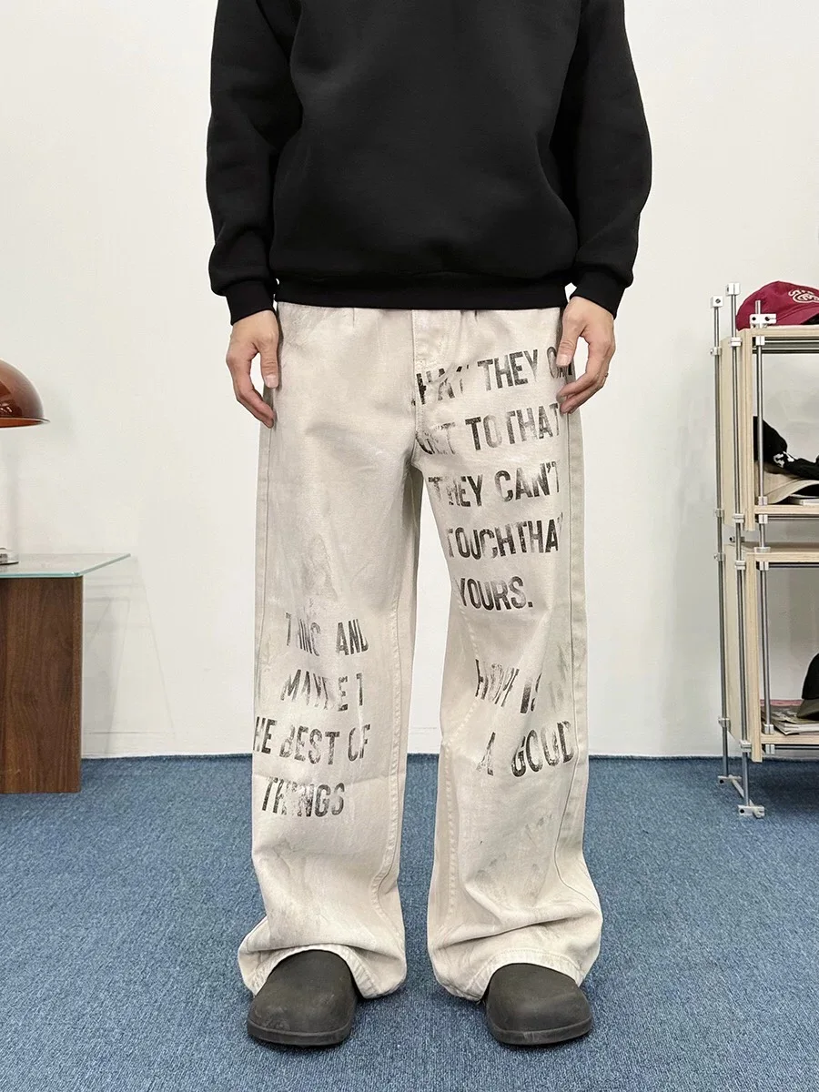 Women's Y2K Graffiti Apricot Wide Leg Jeans photo review