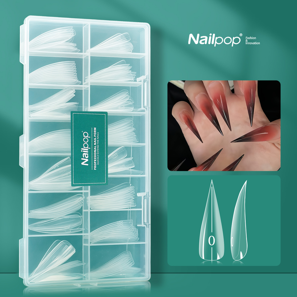 Nailpop Eagle Claw Curved Nail Design 15 Size Full Cover Nail Dual Form Full Matte Clear Nails For Home Diy Nail Salon 150 Pcs