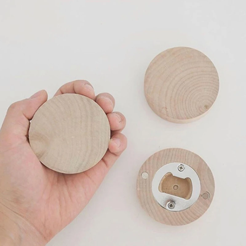18Pcs 빈 나무 자석 병따개 나무 냉장고 자석 결혼식 기념품 결혼식 선물 및 선물 63*15mm