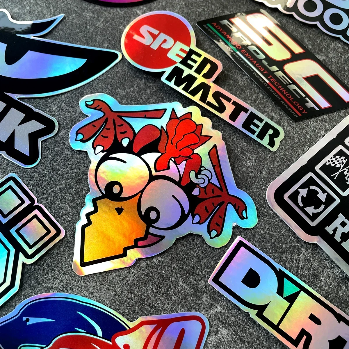 Random Racing Sponsors Laser Rainbow Stickers Motorcycle Moto Motorcross Fender Body Windshield Helmet Decals Accessories 40PCS