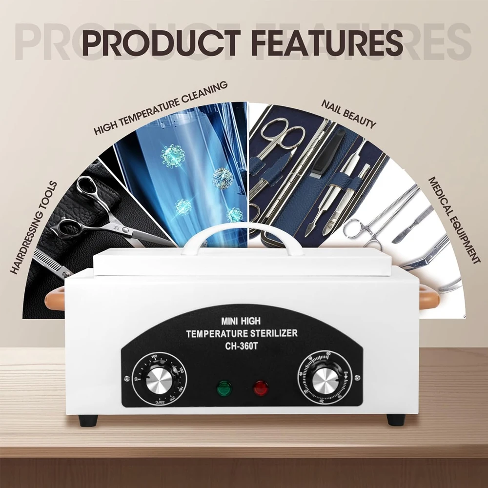 YIKOOLIN High Temperature Sterilizer 300W Nail Tool Sterilizer Dry Esterilizador De Manicura 1.5L Salon Equipment