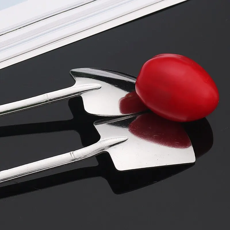Stainless Steel Creative Coffee Shovel Ice Cream Dessert Retro Cute Square Head Spoon Tableware Set Kitchen Gadget 1PC stainless steel spoon