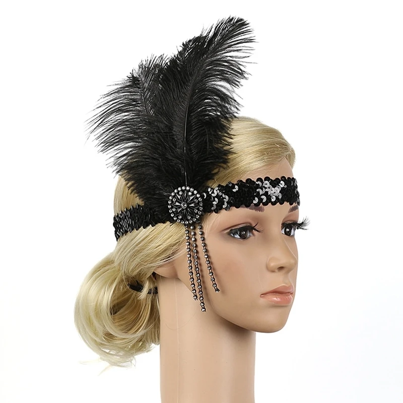 Altri articoli per feste per eventi Fascia per capelli anni '20 Accessori  per costumi Accessori Charleston Copricapo con flapper color nudo Grande