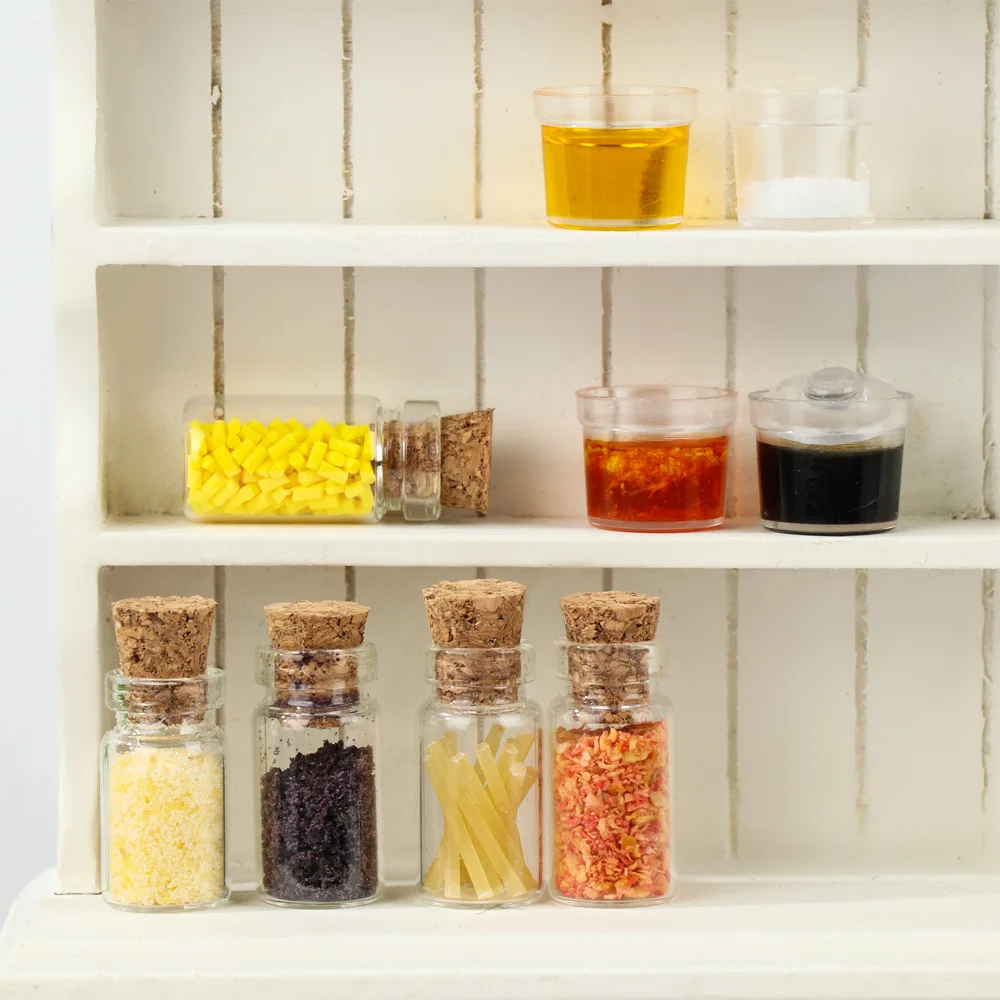 4Pcs 1:12 Dollhouse Miniature Foods Accessories Mini Glass Seasoning Jar Bottle Simulation Kitchen Food Model Toys 4