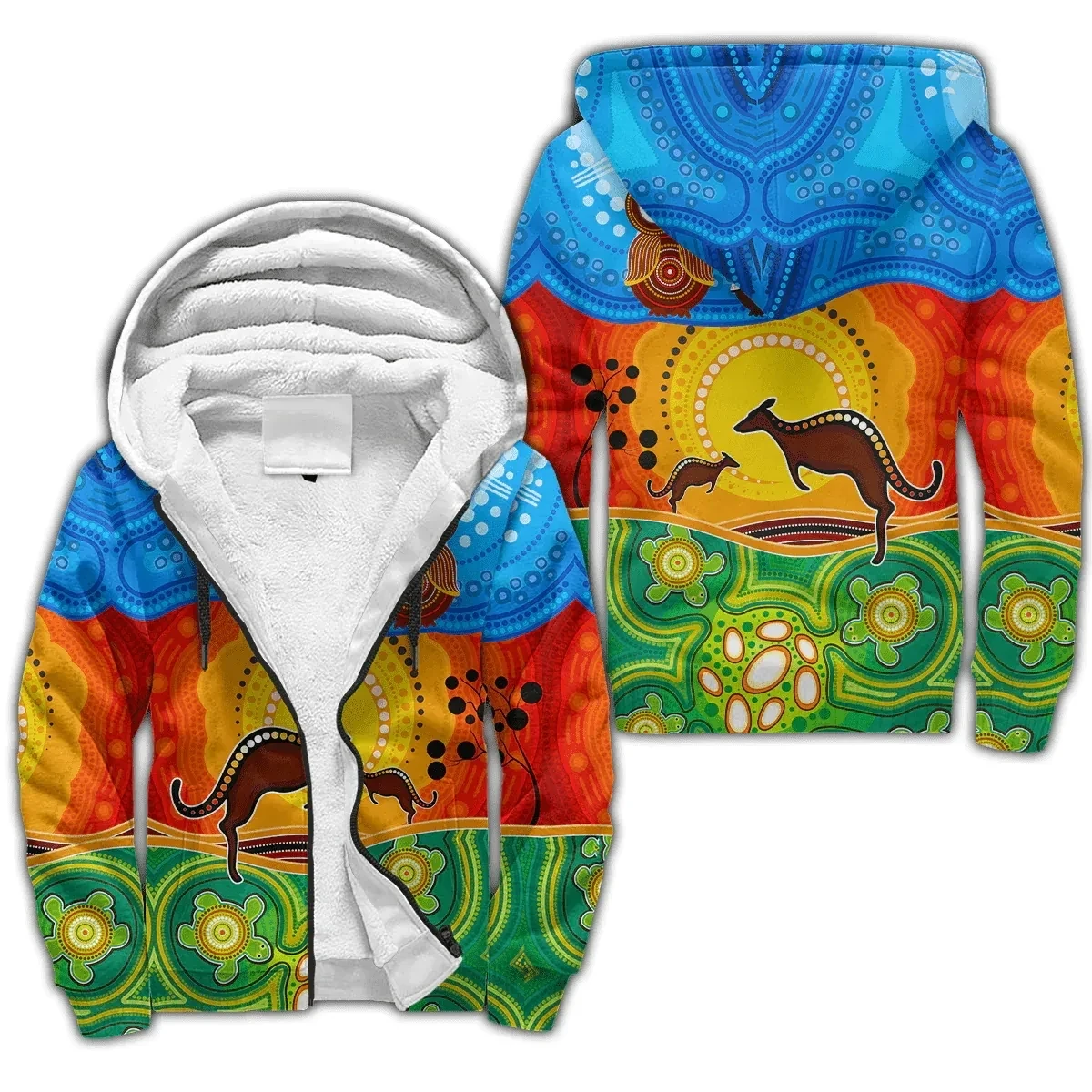 Felpa Con Cappuccio Con Zip Moda Invernale Da Uomo Indigena Australian Kangaroo Felpa Con Cappuccio In Pile Stampata In 3D Unisex Giacca Con Cerniera 