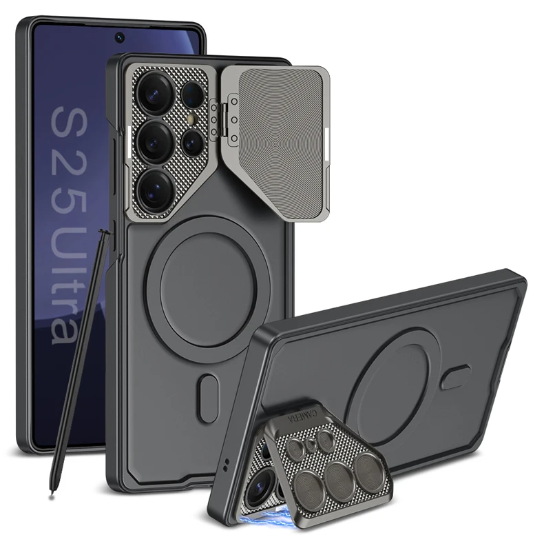 For Magsafe Wireless Charging Case For Samsung Galaxy S25 S24 Ultra Metals Lens