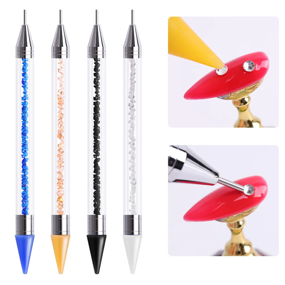 DIY Point Rhinestone Tools Dual Heads Acrylic Metal Dotting Wax Pen  Rhinestones Gem Picker Crystal Picking Nail Art Studs Dotter