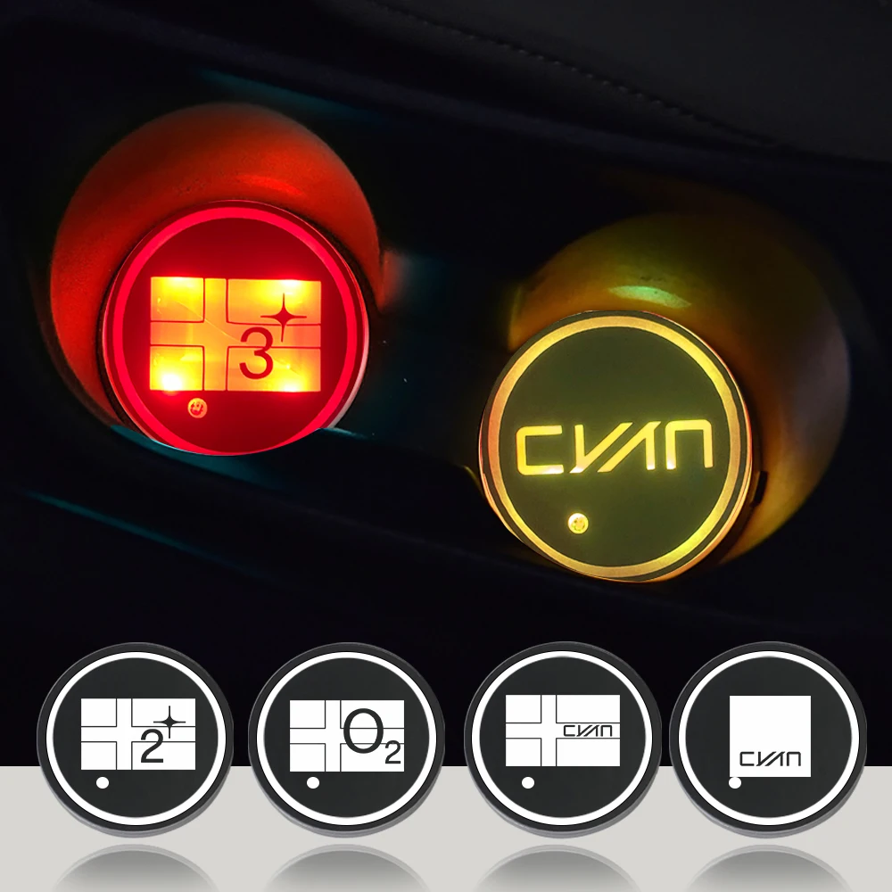 Car Water Cup Bottle Lamp Auto Holder Mat Pad Sottobicchiere Luminoso Per Polestar 1 Polestar 2 Polestar 3 Polestar 4 5 6 Cyan Racing