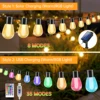 Solar Outdoor String Lights USB Charge Waterproof S14 Edison Led Bulbs Shatterproof Solar Hanging Light With 8/35 Modes Remote 2