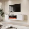 70'' Floating TV Stand with 36'' Electric Fireplace,High Gloss Finish Entertainment Center with 12 Flame Fireplace Insert Heater 1
