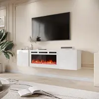 70'' Floating TV Stand with 36'' Electric Fireplace,High Gloss Finish Entertainment Center with 12 Flame Fireplace Insert Heater 1