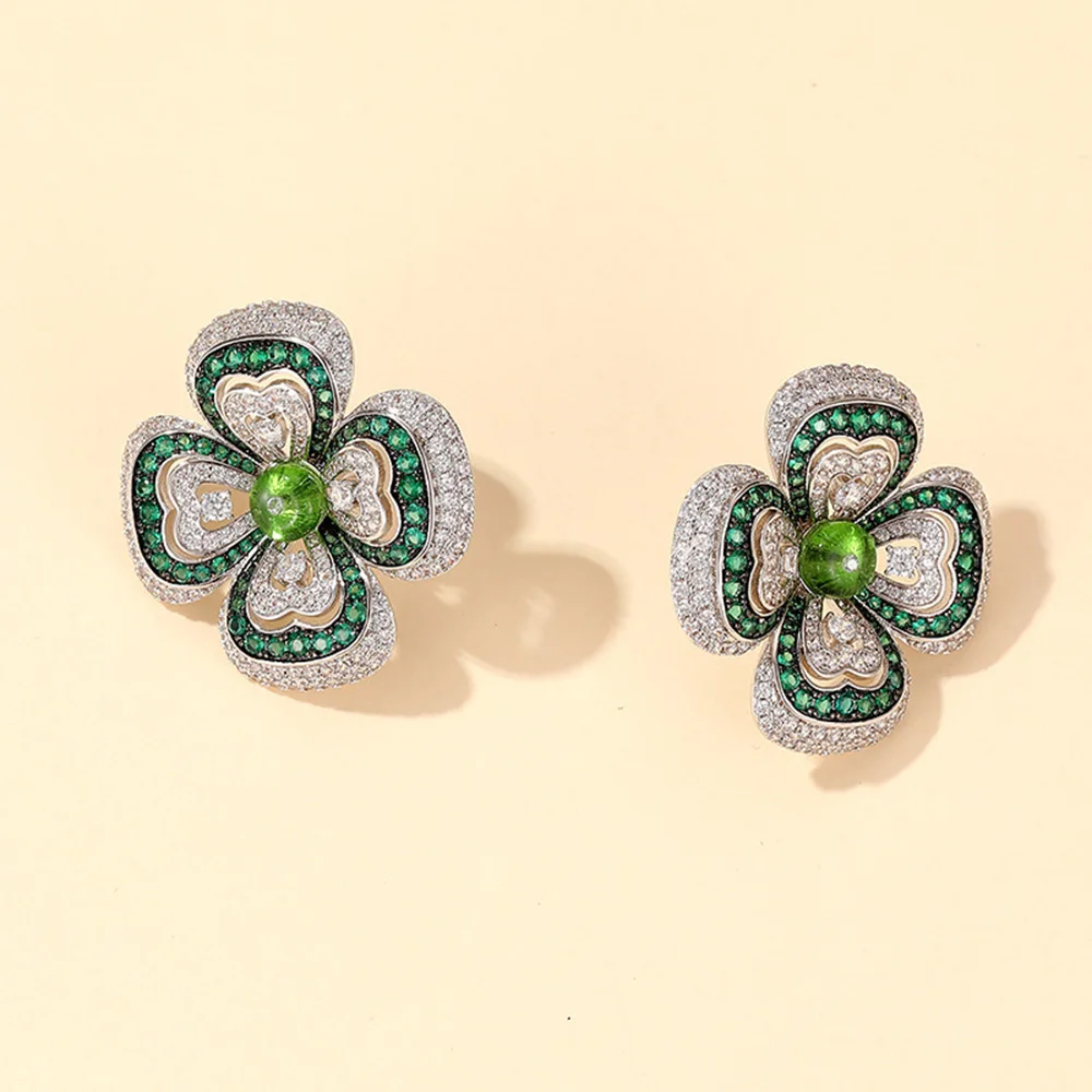 Women's Fashion Zircon Flower Earrings