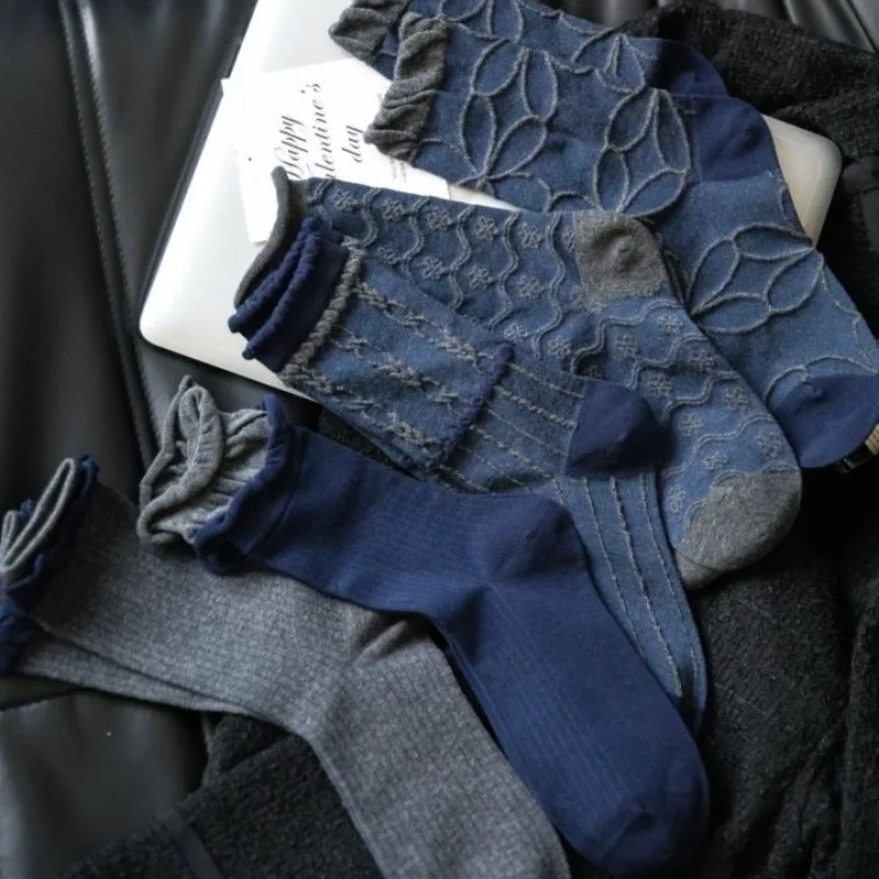 5 Paar Damen-Retro-Mittelsohlensocken, klassisch, einfach, bequem, schweißabsorbierend, geruchsdicht, Freizeitsocken – Detail 2