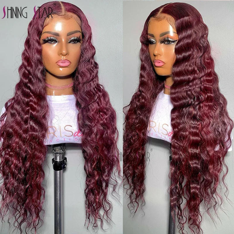

Burgundy Loose Deep Wave Lace Front Human Hair Wigs For Women Brazilian Red Colored 13X4 Hd Lace Wig Human Hair Lace Frontal Wig