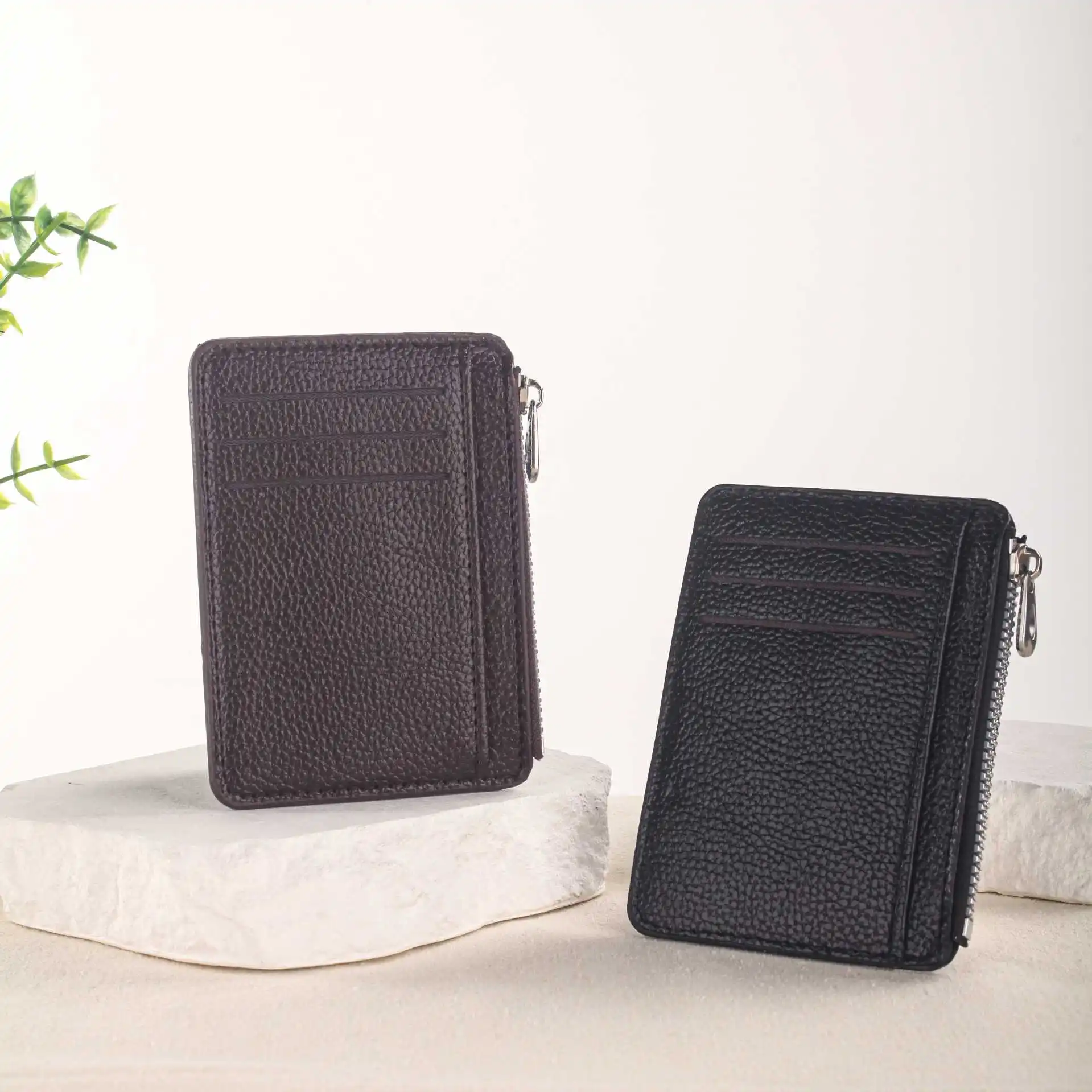 Credit Card Wallet Id Card Holder Men Small Thin Sleeve Zipper Short Coin