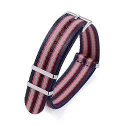 20mm Premium Nylon Canvas Watch Strap - Universal Replacement Band - 20mm (Blue Red)