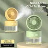 2024 Summer New Humidifier Spray Fan Portable USB Water-cooled Mini Desktop Household Appliances Water Mist Fan with LED Light 3