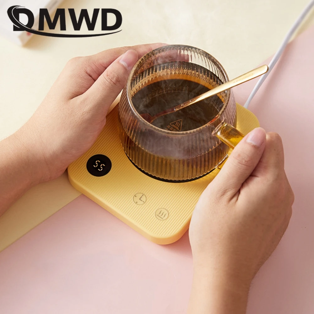 DMWD Household Heating Coaster Electric Hot Plate Portable Milk Warmer 4 Gears Thermostat Pad Office Heater With Cup Tea Maker