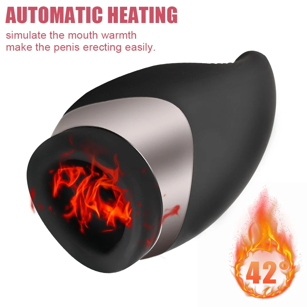 Automatic Heated Mouth Male Masturbator Sucking Vibrator Blowjob Oral Massager Penis Trainer 9 Modes Sex Toys For Men Erotic