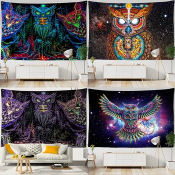 맞춤형 보헤미안 히피 예술 과학 요술 방, 홈 장식, 사이키델릭 올빼미 태피스트리 벽걸이