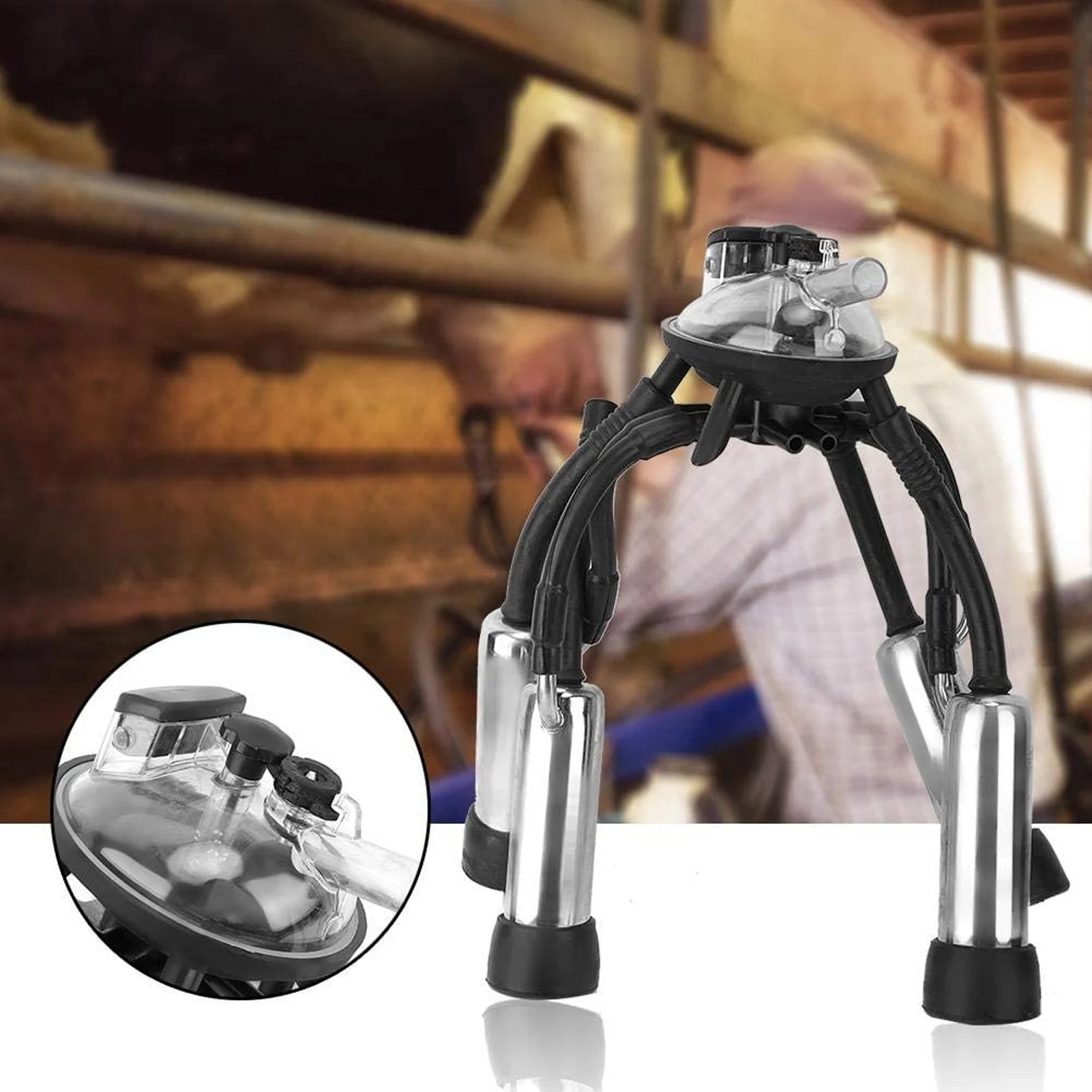 Cow Milking Cluster Silicone Stainless Steel Rustproof Cup Set for Vacuum Pump Milk Machine Milking Claw Cluster Cup Set