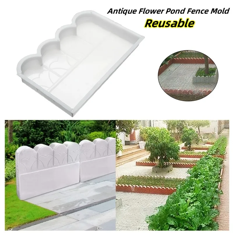 Reusable Concrete Mold 40x25x5cm Courtyard Garden Small Fence Model DIY Paving Mould Home Garden Floor Road Accessories 1pc concrete molds,garden path molds