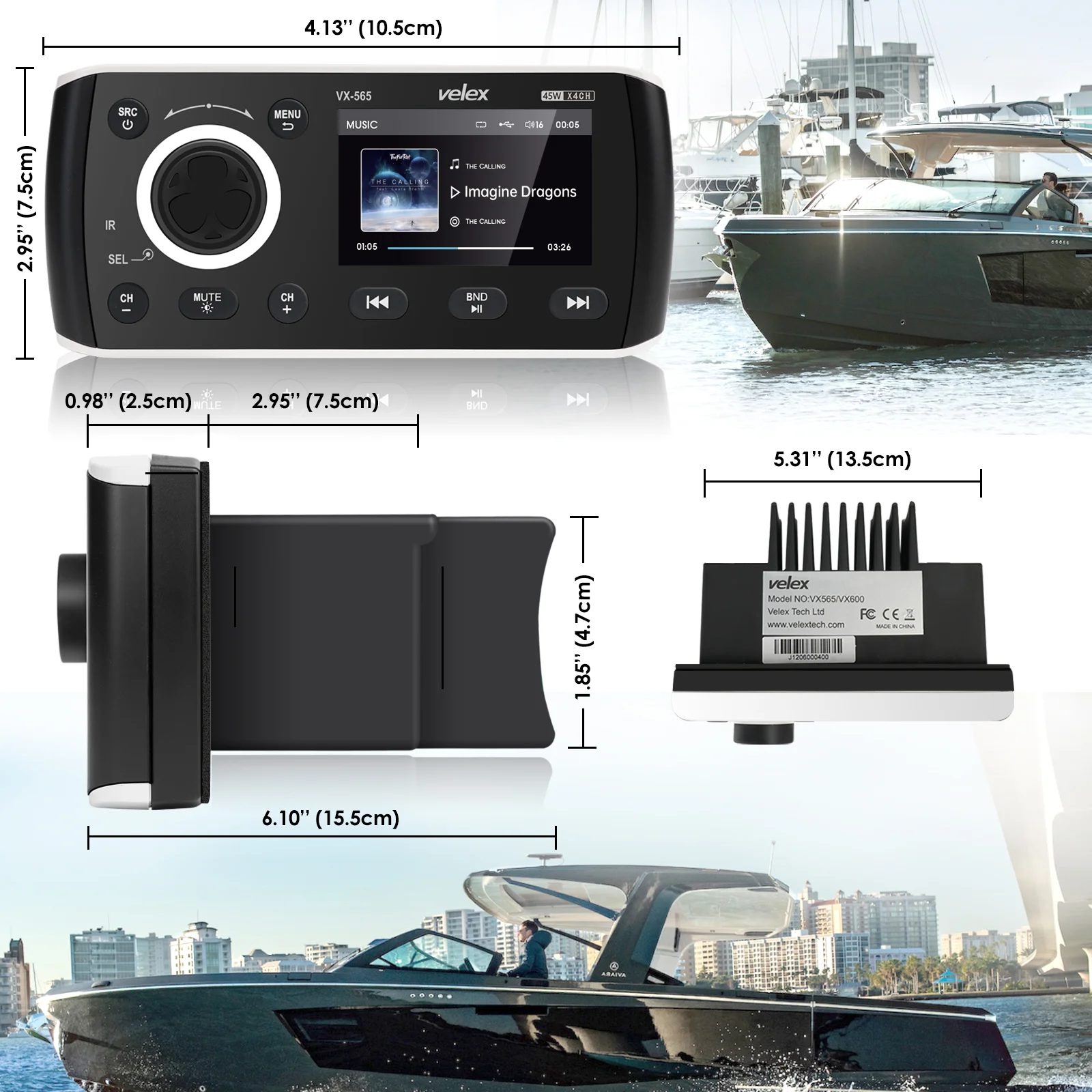 ☆国内在庫☆velex 防水オーディオ mp3 USB バイク 180W