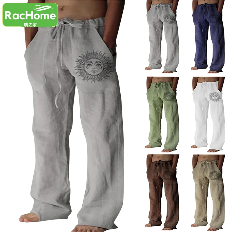 Men's Casual Pants Daily Wear Fashion Summer Full Length Soft Linen ...