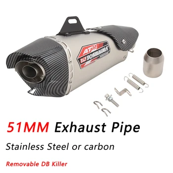 50.8MM Universal Motorcycle Exhaust Pipe Escape Muffler With Removable DB Killer Silencer For Dirt Street Bike Stainles Carbon