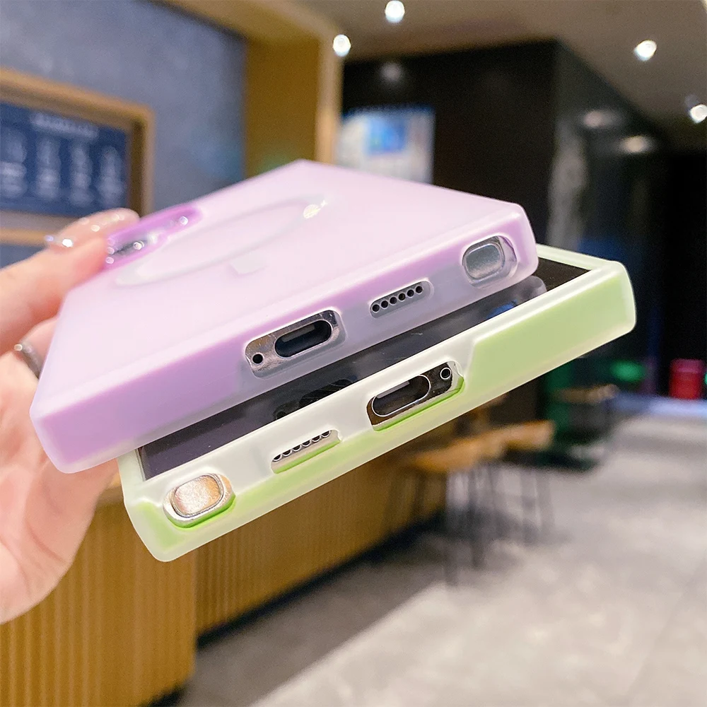 Transparent Dual-Purpose Candy Color Case with MagSafe Compatibility