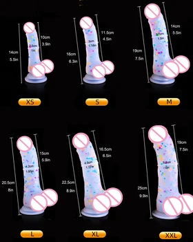 Colorful Silicone Huge Realistic Dildo with Lifelike Clear Balls and Suction Cup,Realistic Huge Dildo Adult Sex Toy 4