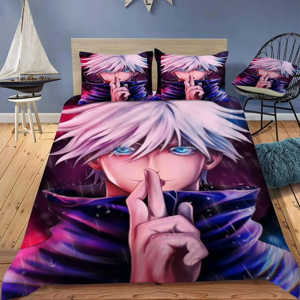 

Gojo Satoru V2 Bedding Sets with Pillowcase Duvet Cover Queen King Size Soft Comforter Cover for Kids Bedroom Bedding
