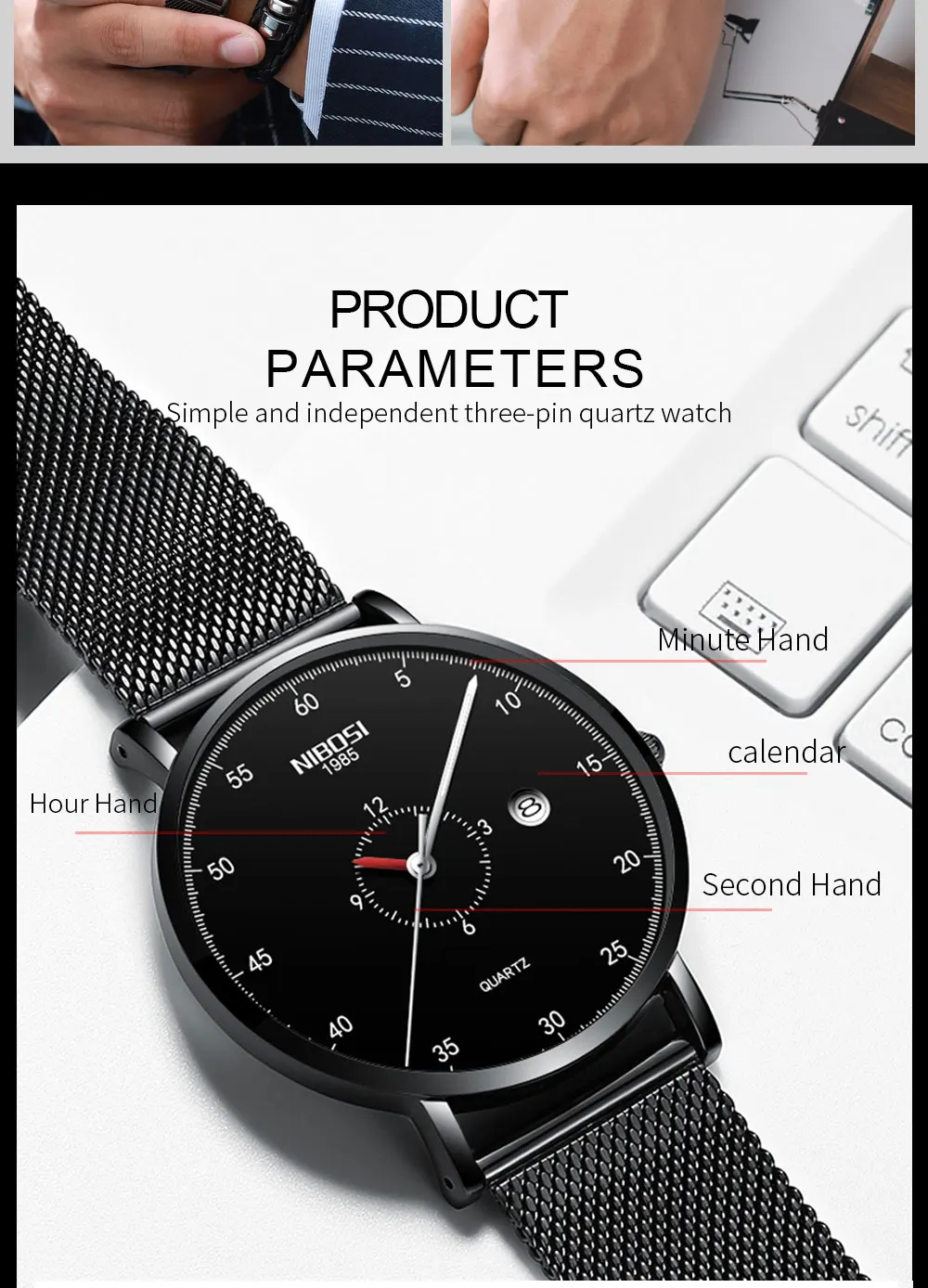 Mens Watches Casual Sport Quartz Watch Men Military Waterproof Ultra Thin Slim Wrist Watch    saat_voghion.com