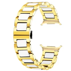 Luxury Ceramic & Metal Strap for Galaxy Watch Ultra - Elegant Bracelet Band for 47mm (Gold white)