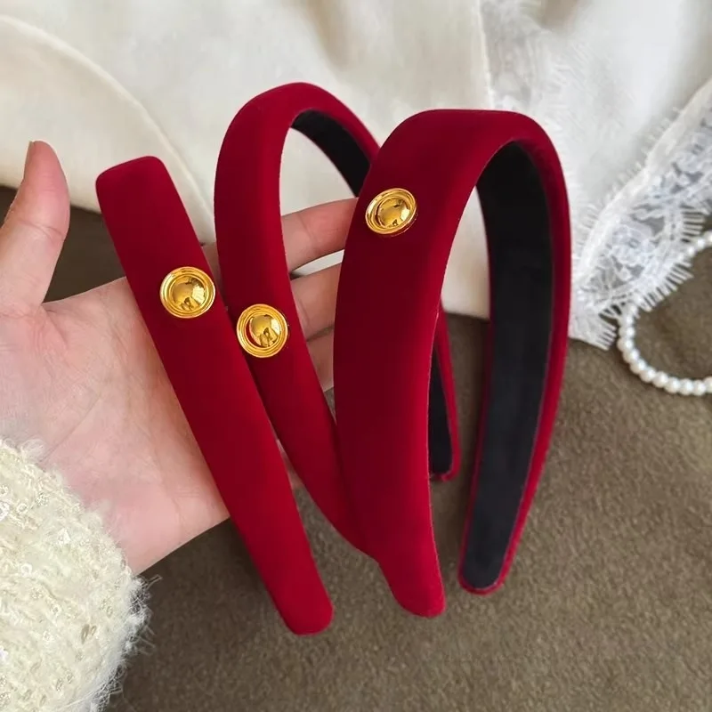 Festive Red Velvet Hairband and Scrunchie Set - Elegant Accessories