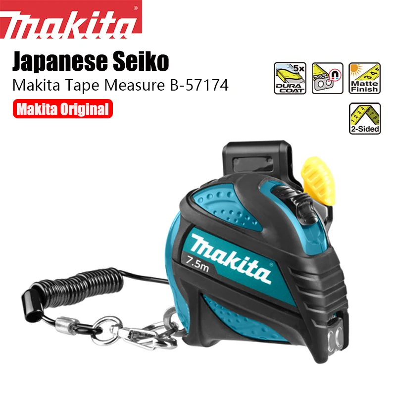 

Makita 7.5m Tape Measure With Safety Rope & Bracket Thickened Hardened High Precision Woodworking Measuring Ruler B-57174