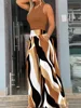 2025 Summer Fashion Printing Two Piece Set Women Casual Solid Sleeveless Tank Top Wide Leg Pants Two Piece Set Women 4