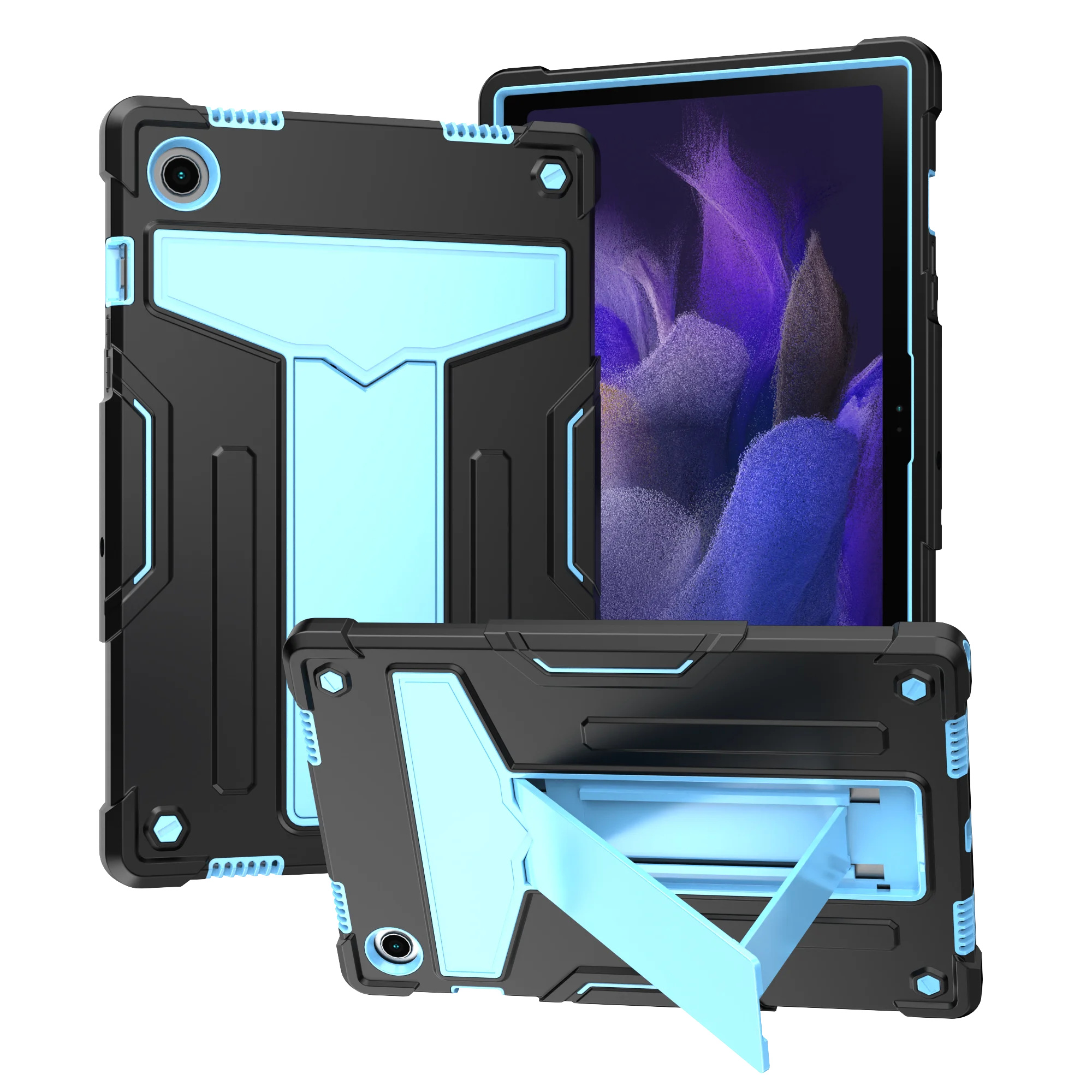 Sleek Two-Tone Tablet Case with Built-in T-Shaped Stand and All-Round Protection