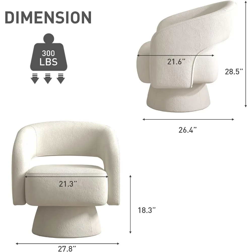 Velvet Swivel Barrel Chair 360° Rotating Accent Armchair for Living Room Bedroom, Beige