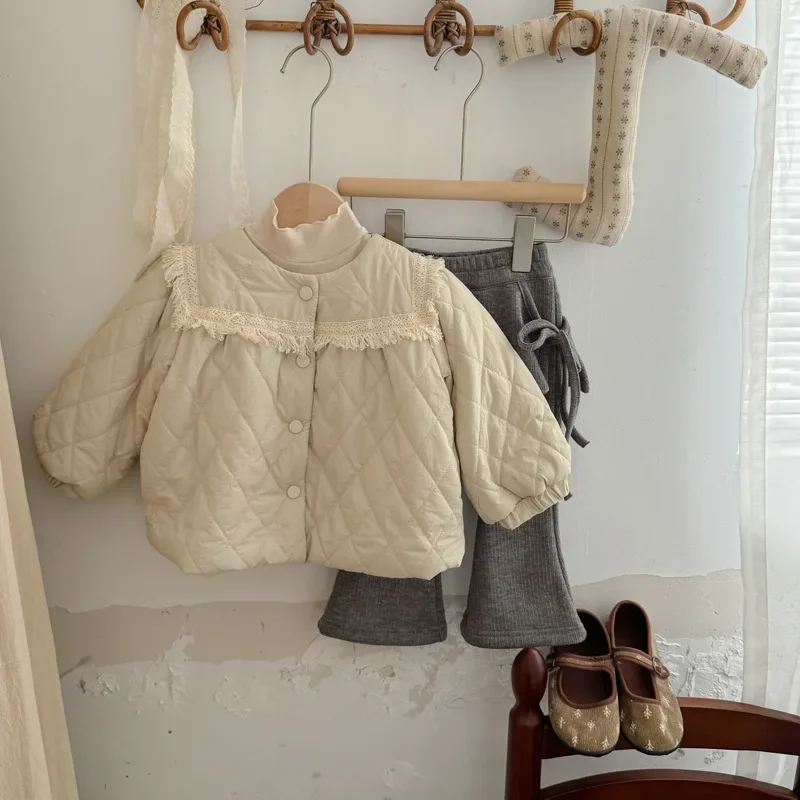 Girls Coat Winter Childrens Clothing Korean Style Baby Girls Fashion Cotton Quilted Quilted Coat Casual Simple Daily