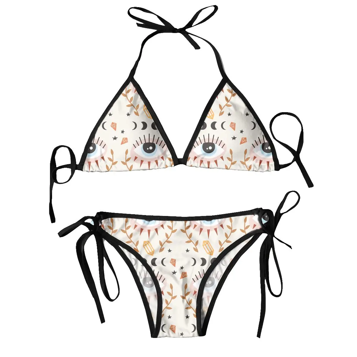 

Bikini Femme 2024 Luxe Nazar Evil Eye Lucky Charm Pattern Two Piece Women's Set