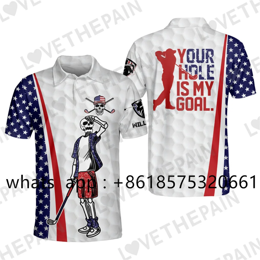 Men Golf Shirt Polo Lapel Fashion Short Sleeves Sports Buttons Shirts Casual T-shirt Quick Dry Breathable Printing Clothing 2023