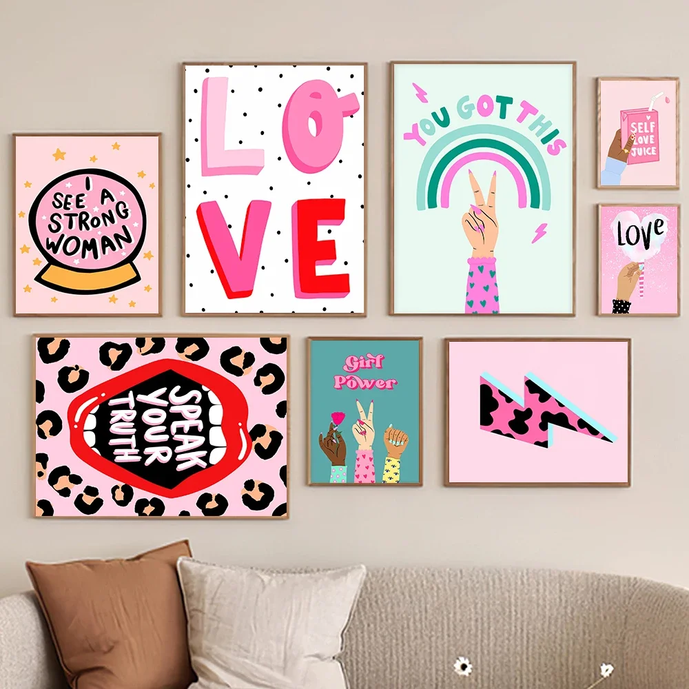 

Корова молния розовый красочный искусство абстрактная иллюстрация плакат печать Цитата феминизм девушка комната Домашний декор Современная Картина на холсте