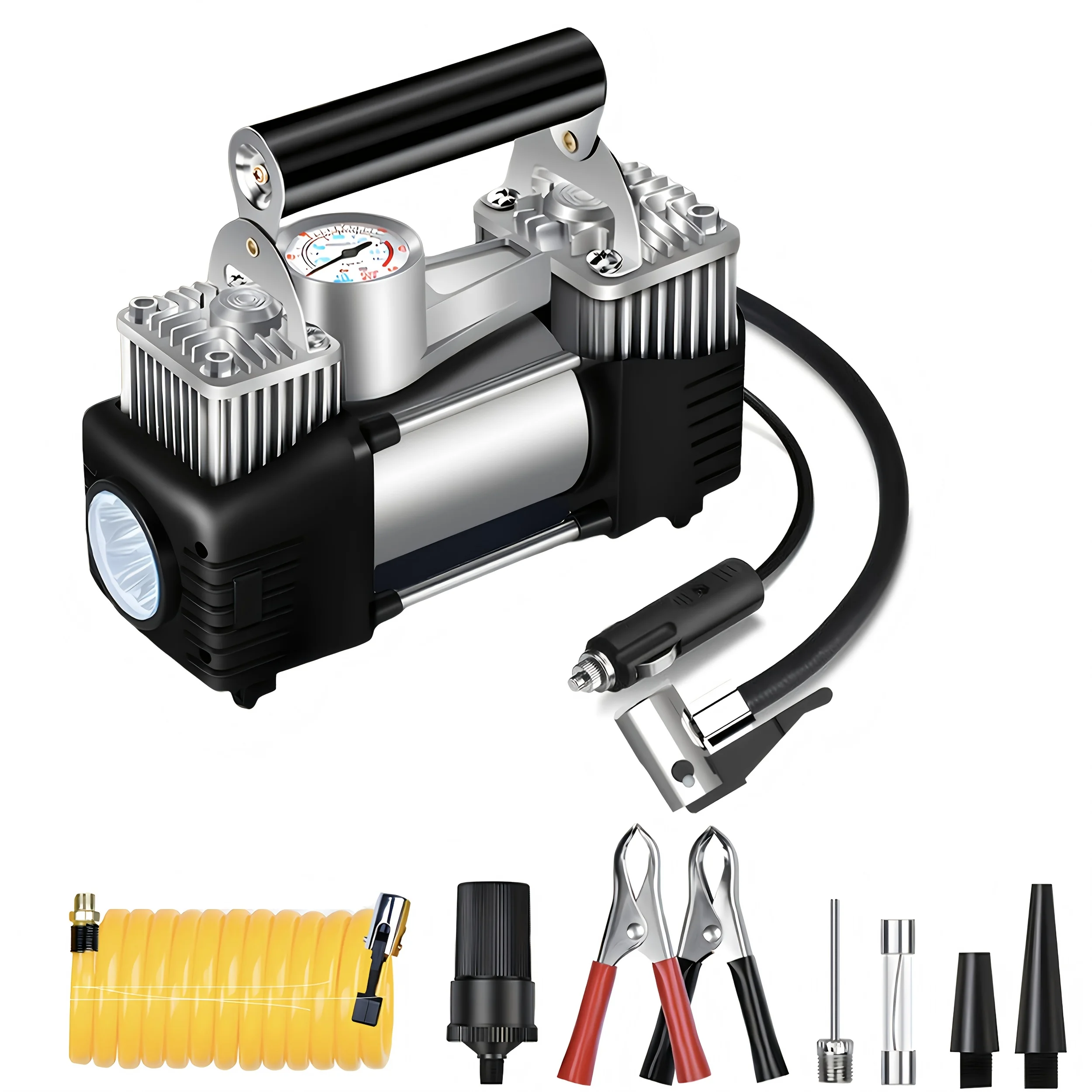 Arrancador de salto con inflador de neumáticos, bomba de aire de coche de 150PSI, compresor de aire para encendedor de cigarrillos de 12V para bolas de bicicleta, motocicleta y coche