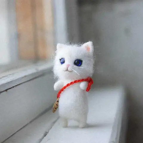 Handmade Cat Animal Wool Felting Package Material Handmade Toy Doll Felt Poked Unfinished DIY Arts Crafts Needlework
