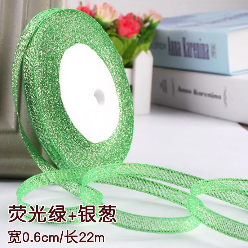 Festive Gold & Silver Metallic Glitter Ribbons - 22 Meters