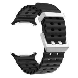 Premium Marine Silicone Sport Band - Original Strap for Smartwatch Accessories (Black silver)